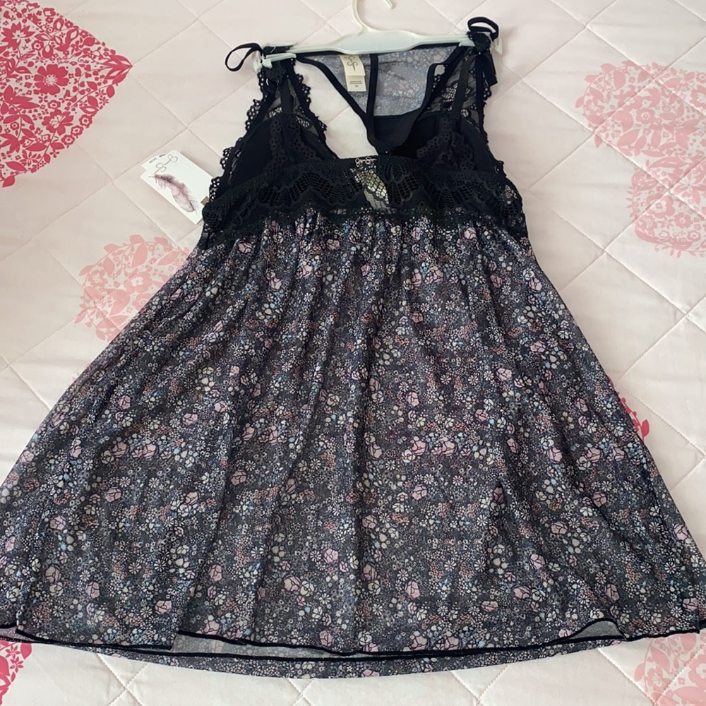 Jessica Simpson Floral Lace 2 PC Mesh Teddy with Thong G-String Size S & M NWT - Picture 4 of 6